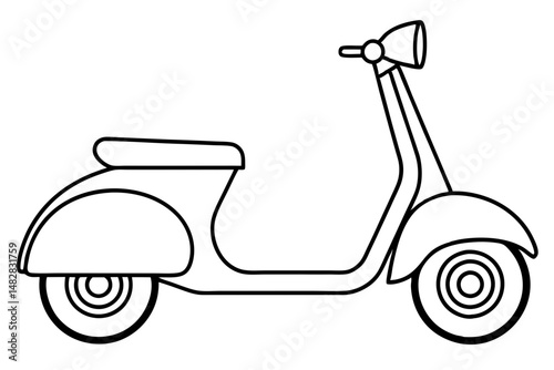 scooter silhouette line art vector illustration with a white background