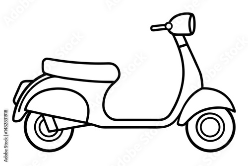scooter silhouette line art vector illustration with a white background