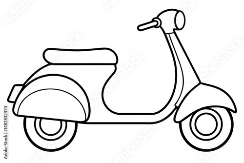 scooter silhouette line art vector illustration with a white background