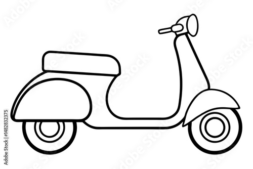 scooter silhouette line art vector illustration with a white background
