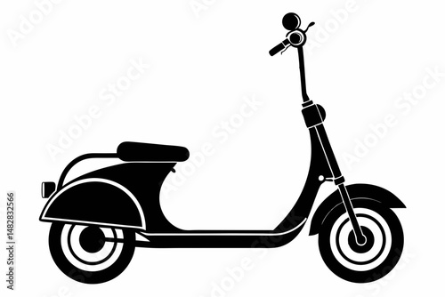 scooter silhouette line art vector illustration with a white background