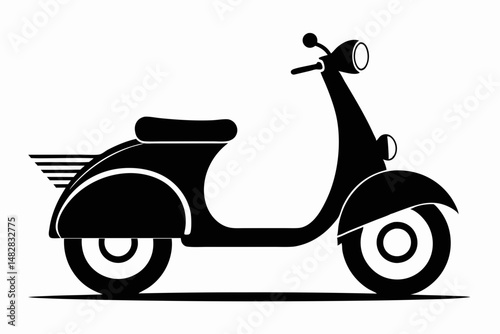 scooter silhouette line art vector illustration with a white background