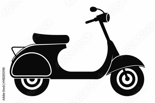 scooter silhouette line art vector illustration with a white background