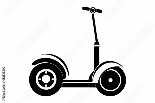 segway silhouette line art vector illustration with a white background