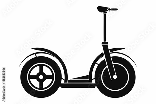 segway silhouette line art vector illustration with a white background