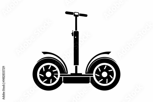 segway silhouette line art vector illustration with a white background