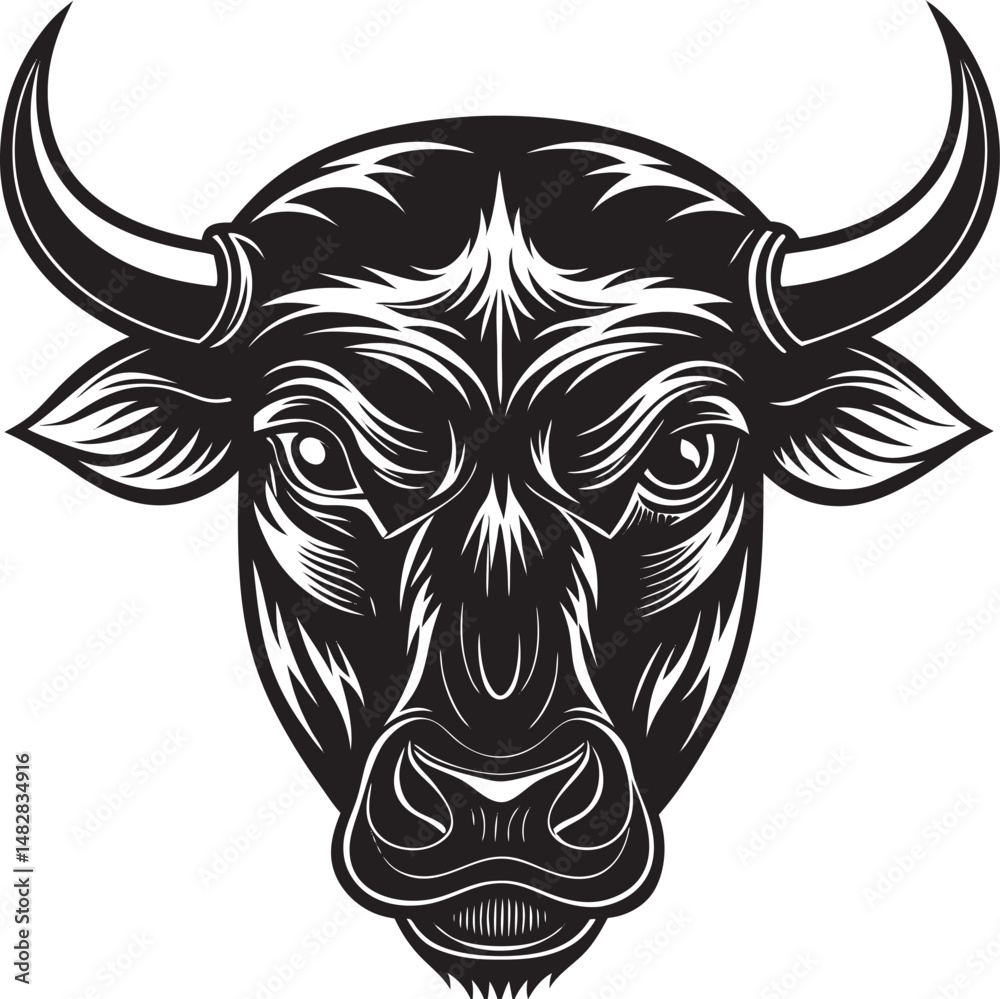 Bold silhouette of a cow head with clean lines, Cow Head Silhouette Vector , Farm Animal Clipart Design Bold silhouette of a cow head with clean lines, Cow Head Silhouette Vector , Farm Animal Clipart Design