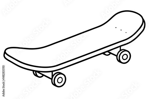 skateboard silhouette line art vector illustration with a white background