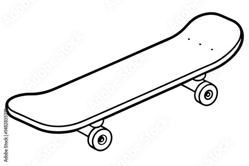skateboard silhouette line art vector illustration with a white background