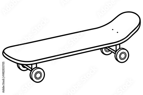 skateboard silhouette line art vector illustration with a white background