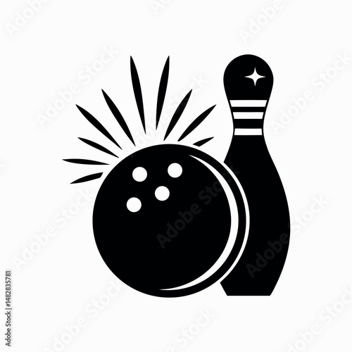 Bowling vector silhouette on white background