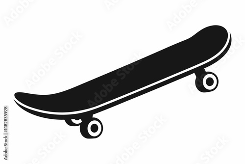 skateboard silhouette line art vector illustration with a white background