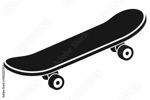 skateboard silhouette line art vector illustration with a white background