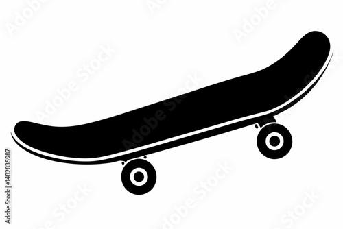 skateboard silhouette line art vector illustration with a white background