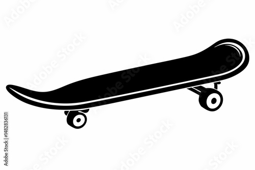 skateboard silhouette line art vector illustration with a white background