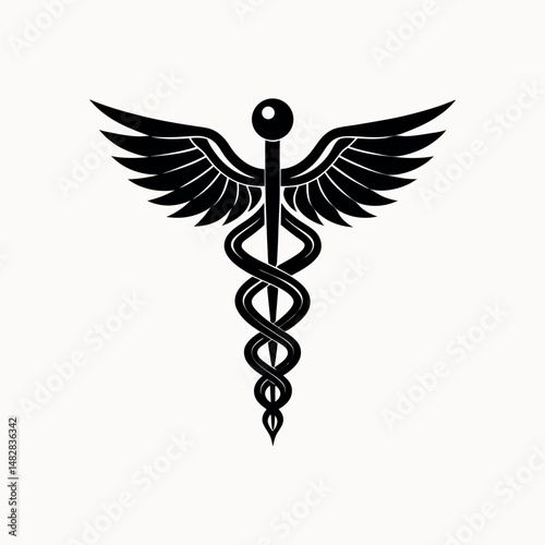 Caduceus health vector silhouette on white background