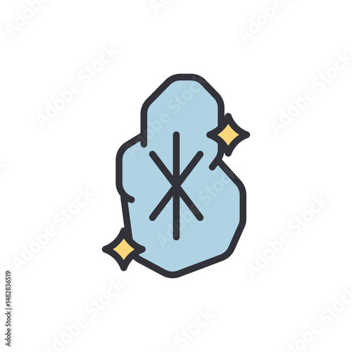 Light Blue Rune With Asterisk Symbol Shining Against Transparency