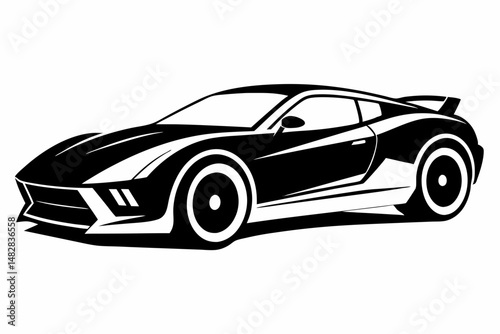 sports car silhouette line art vector illustration with a white background