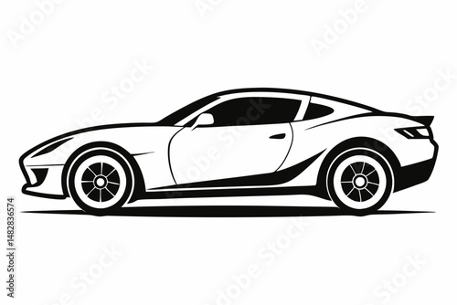 sports car silhouette line art vector illustration with a white background