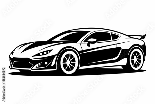 sports car silhouette line art vector illustration with a white background