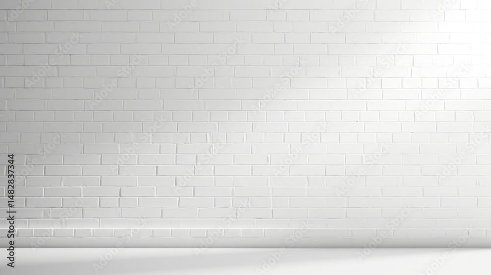 Fototapeta premium Clean White Brick Wall with Slight Texture and Soft Shadows for Minimalist Architectural Background