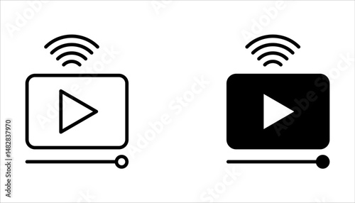 live streaming and media meaning icon set, isolated on white background.