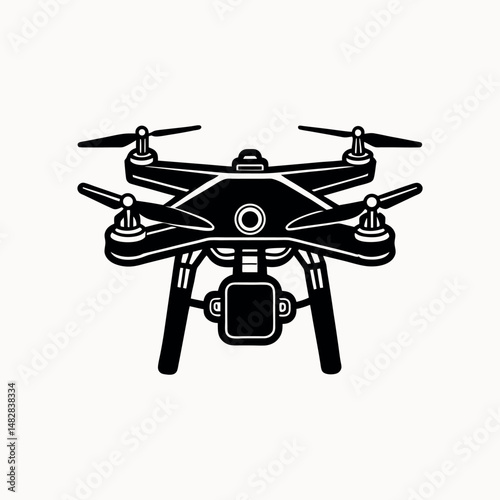 Drone vector silhouette on white background
