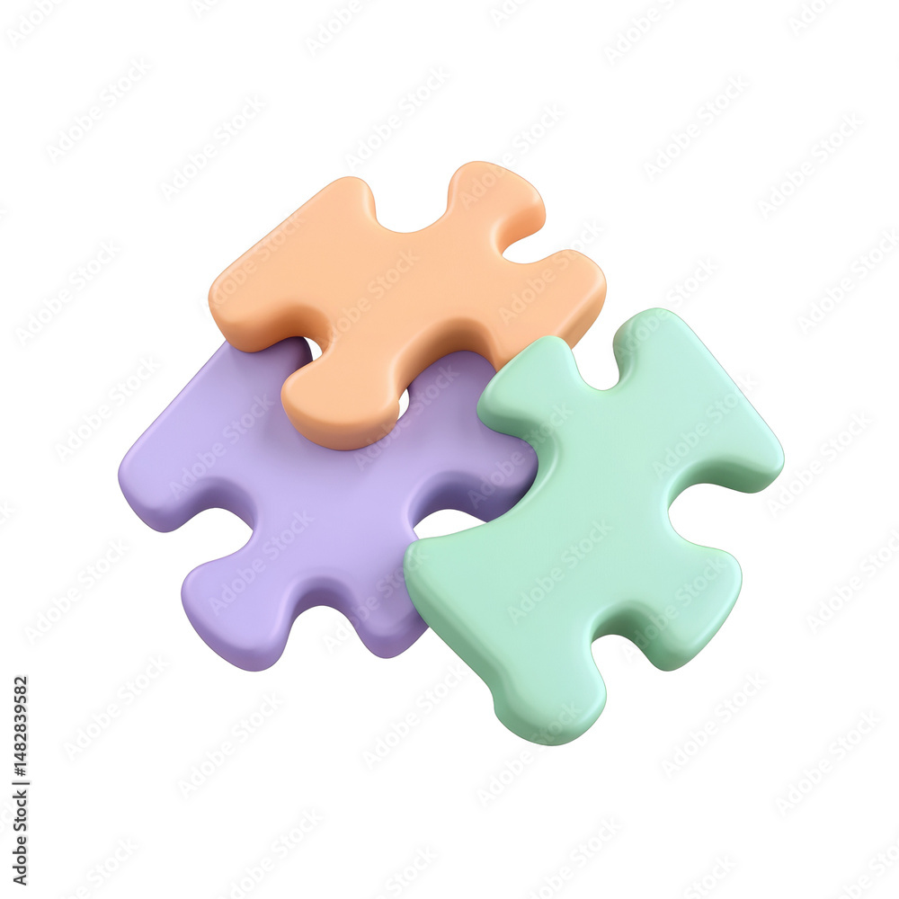 Fototapeta premium Pastel Puzzle Pieces: Interlocking Concept for Solutions and Teamwork Design