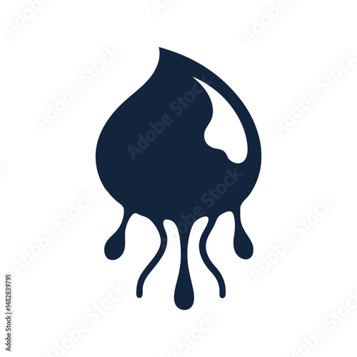 Ink drop vector shaped like a jellyfish underwater on white background