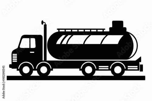 tanker silhouette line art vector illustration with a white background