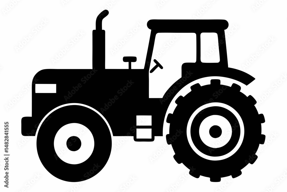 Obraz premium tractor silhouette line art vector illustration with a white background