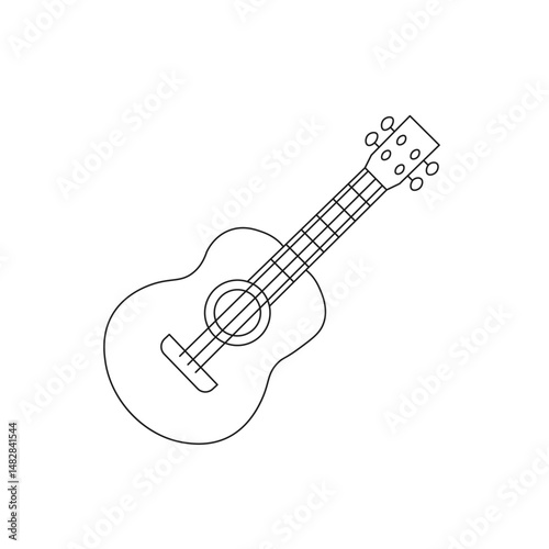 Outline Vector of Vintage Electric Guitar in Les Paul Style – Minimalist Line Art