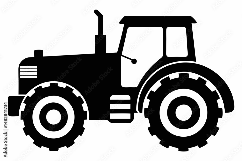 Obraz premium tractor silhouette line art vector illustration with a white background