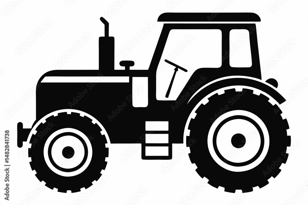 tractor silhouette line art vector illustration with a white background tractor silhouette line art vector illustration with a white background