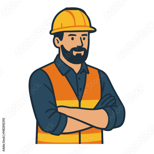 Construction Worker in Safety Gear – Representation of Occupational Safety, Engineering, and Labor Industry