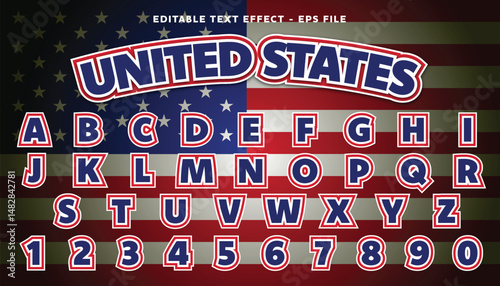 united states editable text effect with modern and simple style