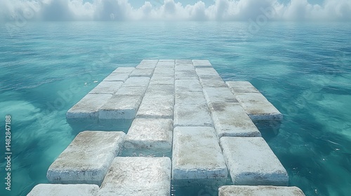 Calm, floating pathway on a tranquil sea