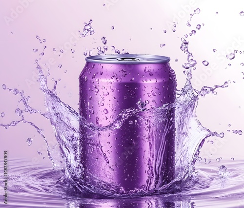 High-Resolution Purple Soda Can in Water Splash with Text Space Premium AI-Generated Image for Marketing Materials
water splash in a glass