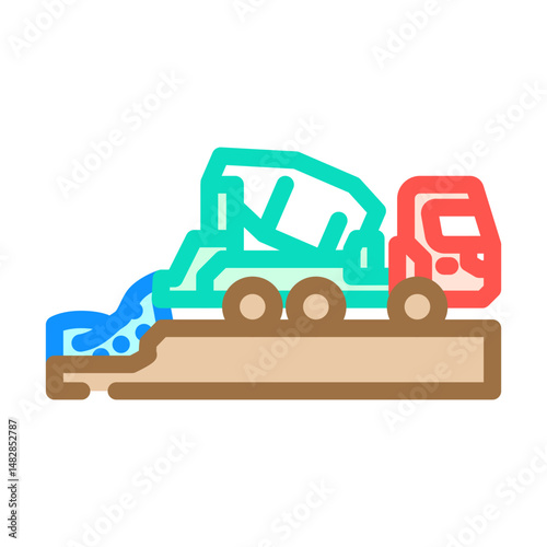 truck pouring concrete cement color icon vector illustration