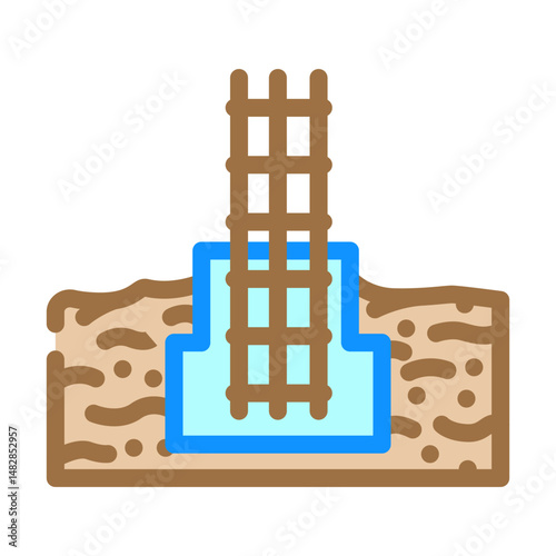 and rebar structure cement color icon vector illustration