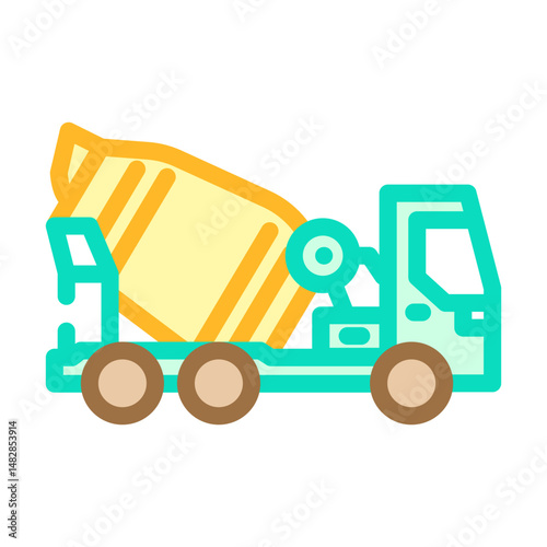 truck cement production color icon vector illustration