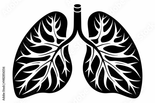 lungs silhouette line art vector illustration with a white background
