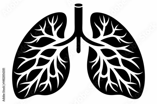 lungs silhouette line art vector illustration with a white background