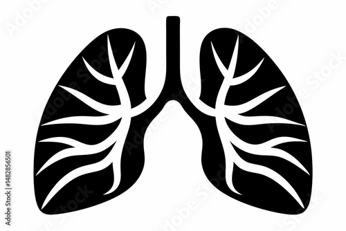 lungs silhouette line art vector illustration with a white background