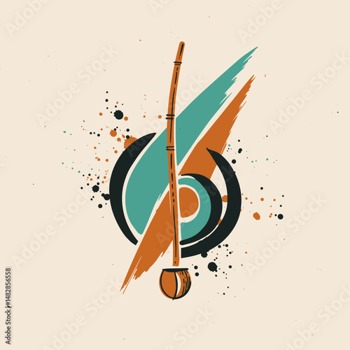 Artistic forearm tattoo of a capoeira sigil with dynamic abstract elements
