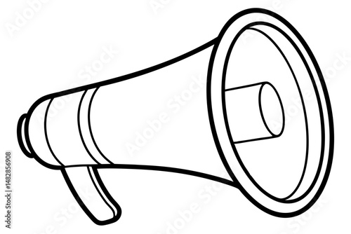 megaphone silhouette line art vector illustration with a white background