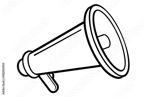 megaphone silhouette line art vector illustration with a white background