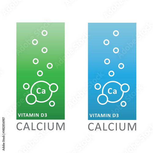 Mineral Ca Calcium, blue shining pill, capsule, - icon, vector, sticker.
