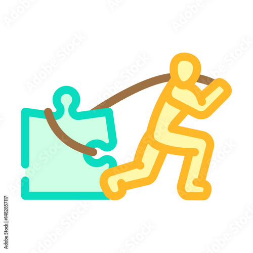 human jigsaw puzzle color icon vector illustration