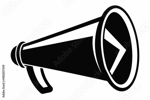megaphone silhouette line art vector illustration with a white background